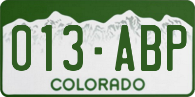 CO license plate 013ABP