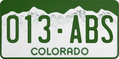 CO license plate 013ABS
