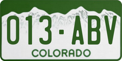 CO license plate 013ABV