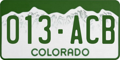 CO license plate 013ACB