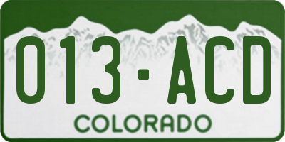 CO license plate 013ACD