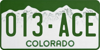 CO license plate 013ACE