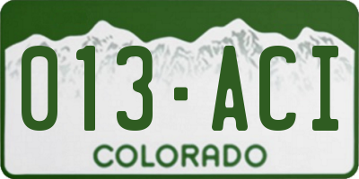 CO license plate 013ACI
