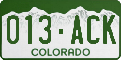 CO license plate 013ACK