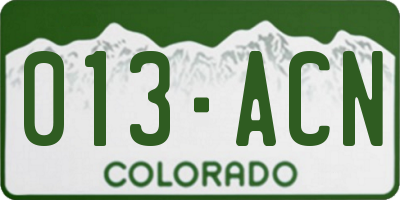 CO license plate 013ACN