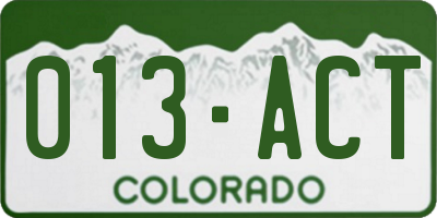 CO license plate 013ACT