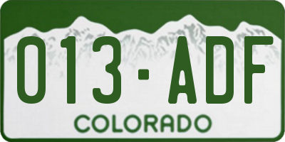 CO license plate 013ADF