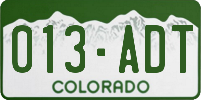 CO license plate 013ADT