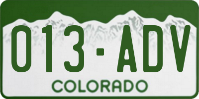 CO license plate 013ADV