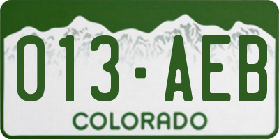 CO license plate 013AEB