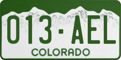 CO license plate 013AEL