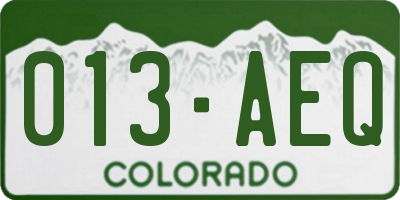 CO license plate 013AEQ