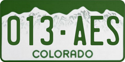 CO license plate 013AES