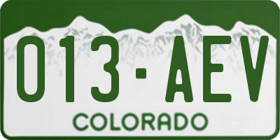 CO license plate 013AEV