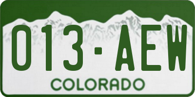 CO license plate 013AEW