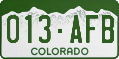 CO license plate 013AFB