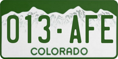 CO license plate 013AFE