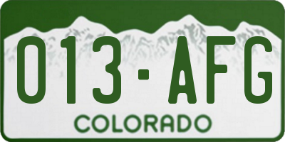 CO license plate 013AFG
