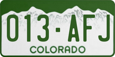 CO license plate 013AFJ
