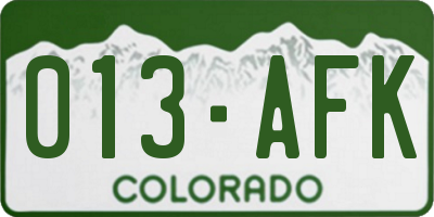CO license plate 013AFK