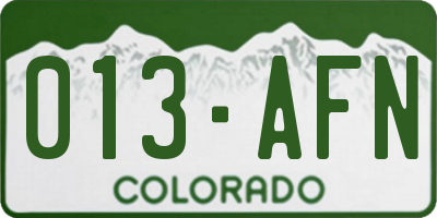 CO license plate 013AFN