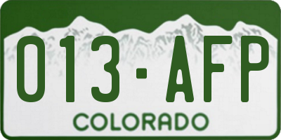 CO license plate 013AFP