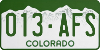 CO license plate 013AFS