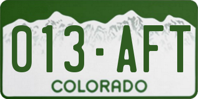 CO license plate 013AFT