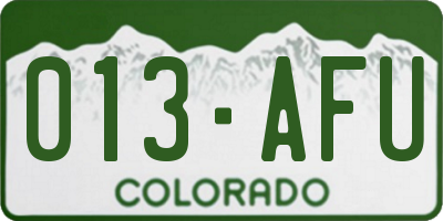 CO license plate 013AFU
