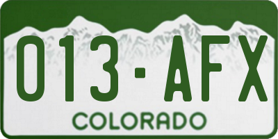 CO license plate 013AFX