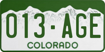 CO license plate 013AGE