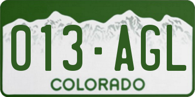 CO license plate 013AGL