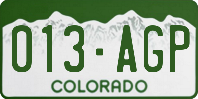 CO license plate 013AGP