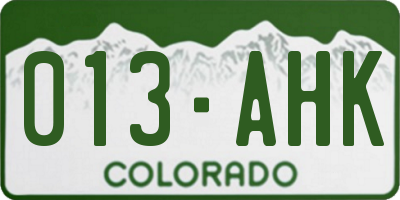 CO license plate 013AHK
