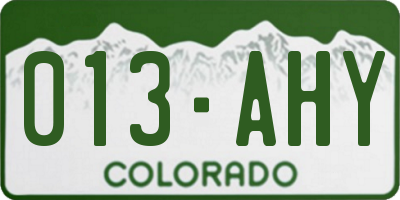 CO license plate 013AHY