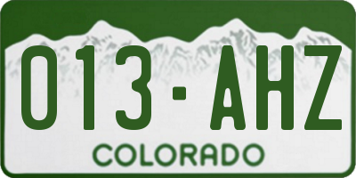 CO license plate 013AHZ
