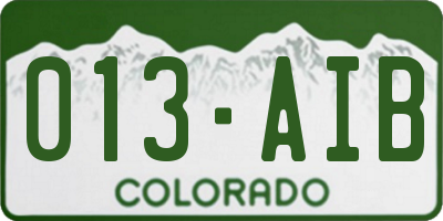 CO license plate 013AIB