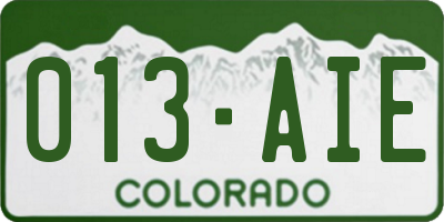 CO license plate 013AIE