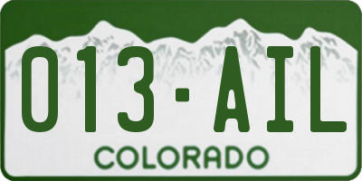 CO license plate 013AIL