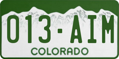 CO license plate 013AIM