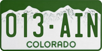 CO license plate 013AIN