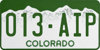CO license plate 013AIP
