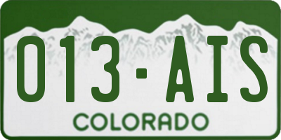 CO license plate 013AIS