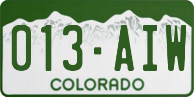 CO license plate 013AIW