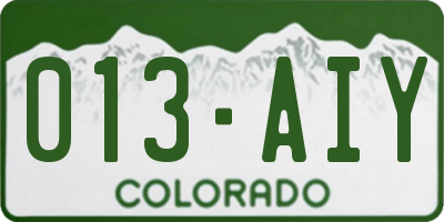 CO license plate 013AIY