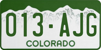 CO license plate 013AJG