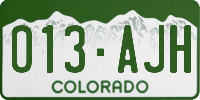 CO license plate 013AJH