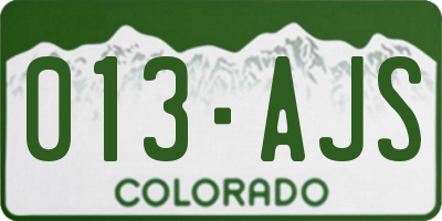 CO license plate 013AJS