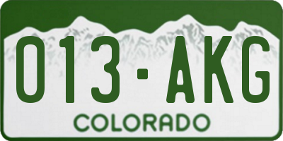 CO license plate 013AKG