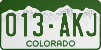 CO license plate 013AKJ